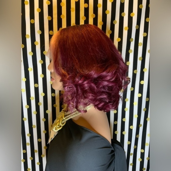 13x4x1 t-part Lace Front burgundy w/ highlight wig 8” - Picture 7 of 12